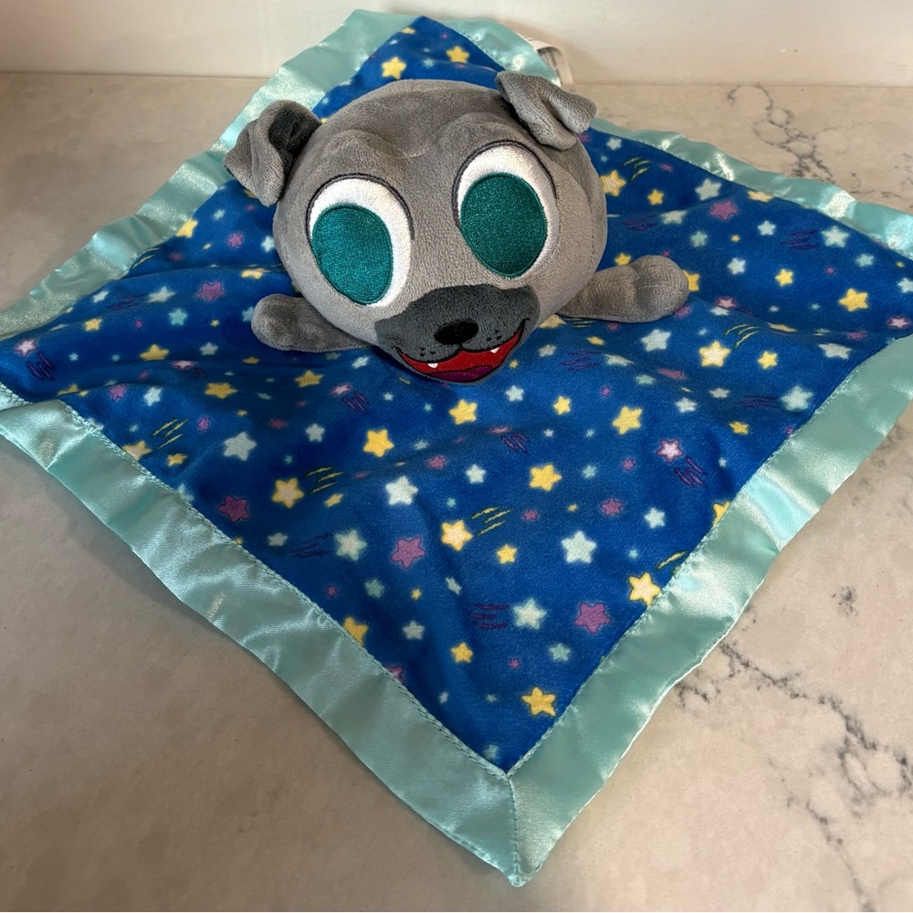 Disney Lovey Plush Security Blanket “Bingo” Pug Puppy Dog Pals Rattle Silk Back
